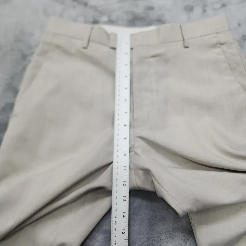 Kenneth Cole Reaction Pants Mens 30X27* Beige Khaki‎ Flat Front Straight Leg